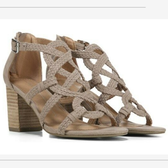 EUC Report Paula Women's Sandals Block Heel Taupe Size 8 - Picture 1 of 13